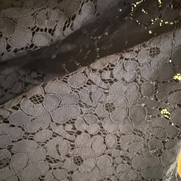 Madewell Navy Blue Lace Short Sleeve Blouse Top Scalloped Hem Size Small - Picture 12 of 16